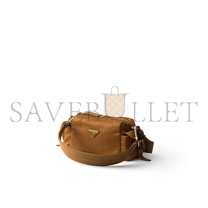 PRADA EXPLORE SMALL RE-NYLON AND LEATHER SHOULDER BAG 1BH232 (25*12.5*9.5cm)